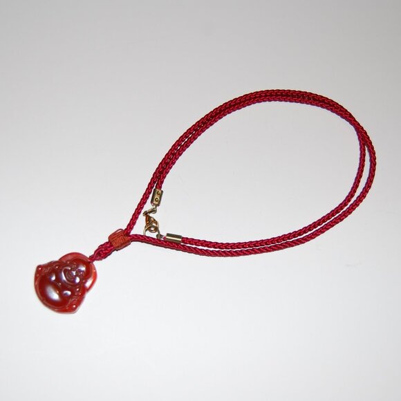 Agate Necklace,Agate Buddha Pendant Cord Necklace,Good Luck Necklace - Picture 4 of 4